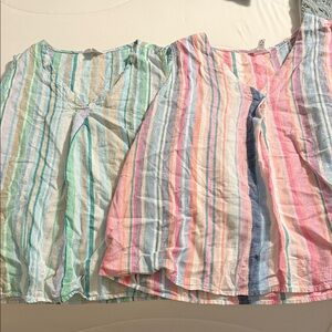 Striped V-Neck time and tru sleeveless top xl set of two